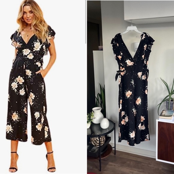 Minkpink Tangerine Dream new Boho Floral Formal Summer casual Vac Jumpsuit Sz M - Picture 9 of 9